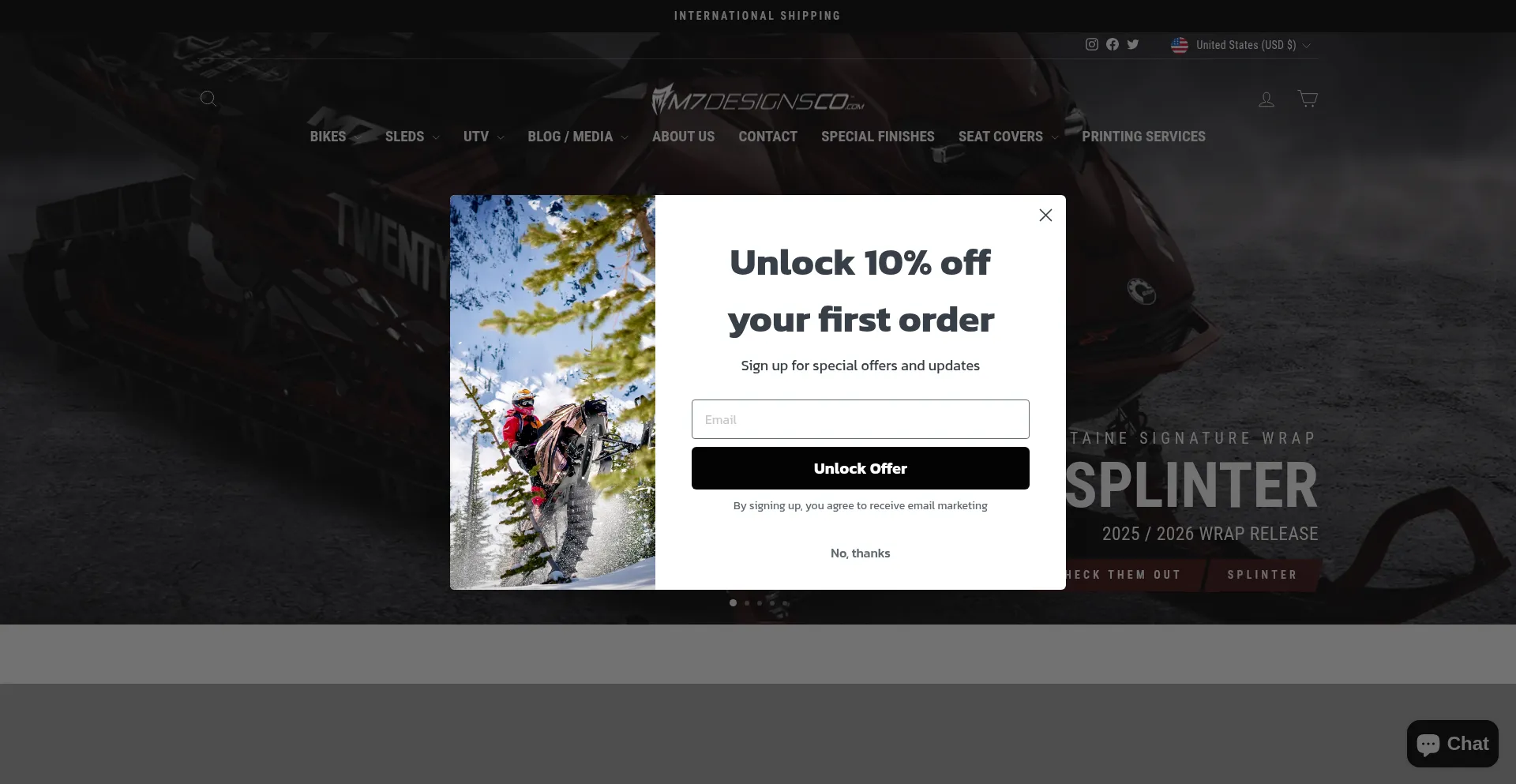 Website screenshot of M7designsco.com