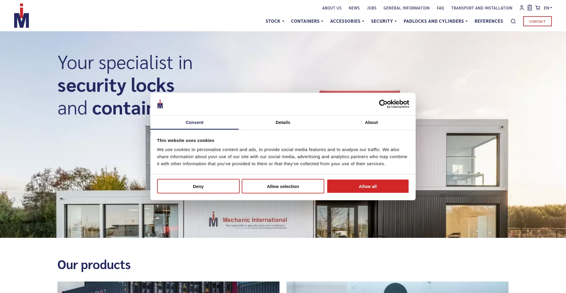 Website screenshot of M-i.be