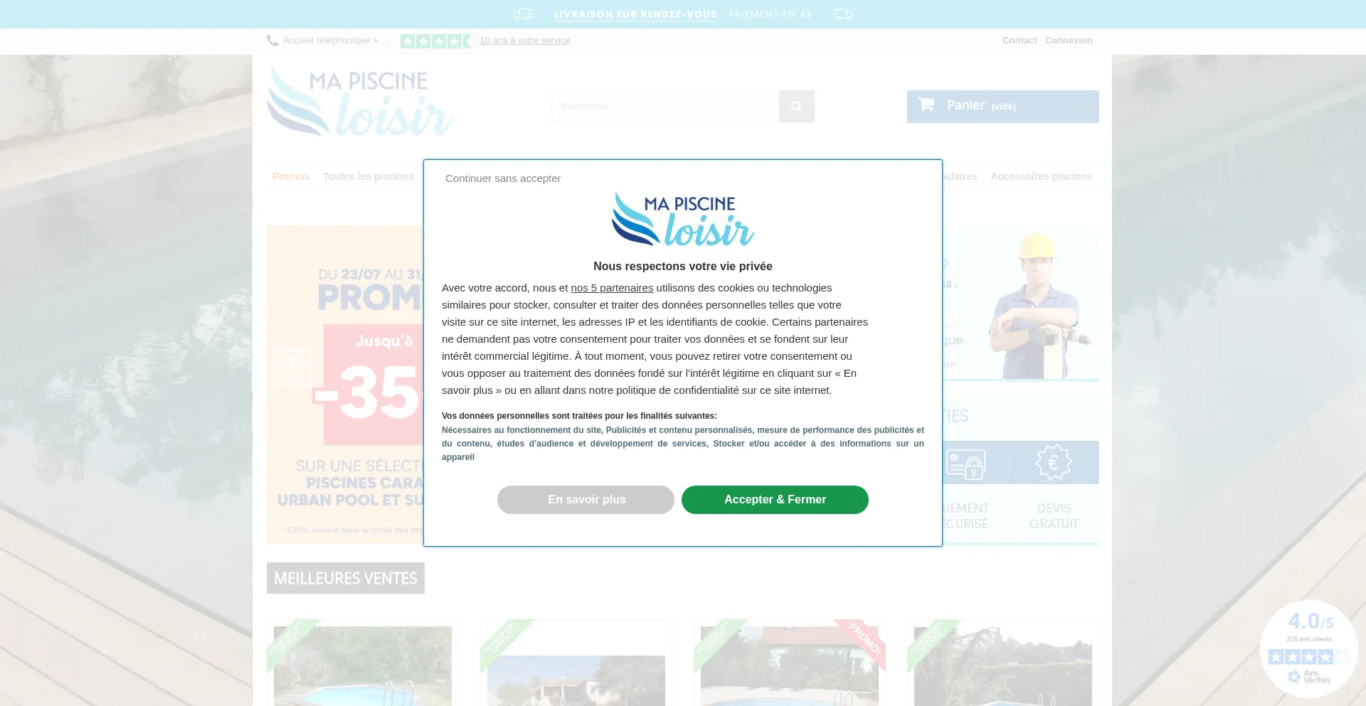 Website screenshot of Ma-piscine-loisir.com