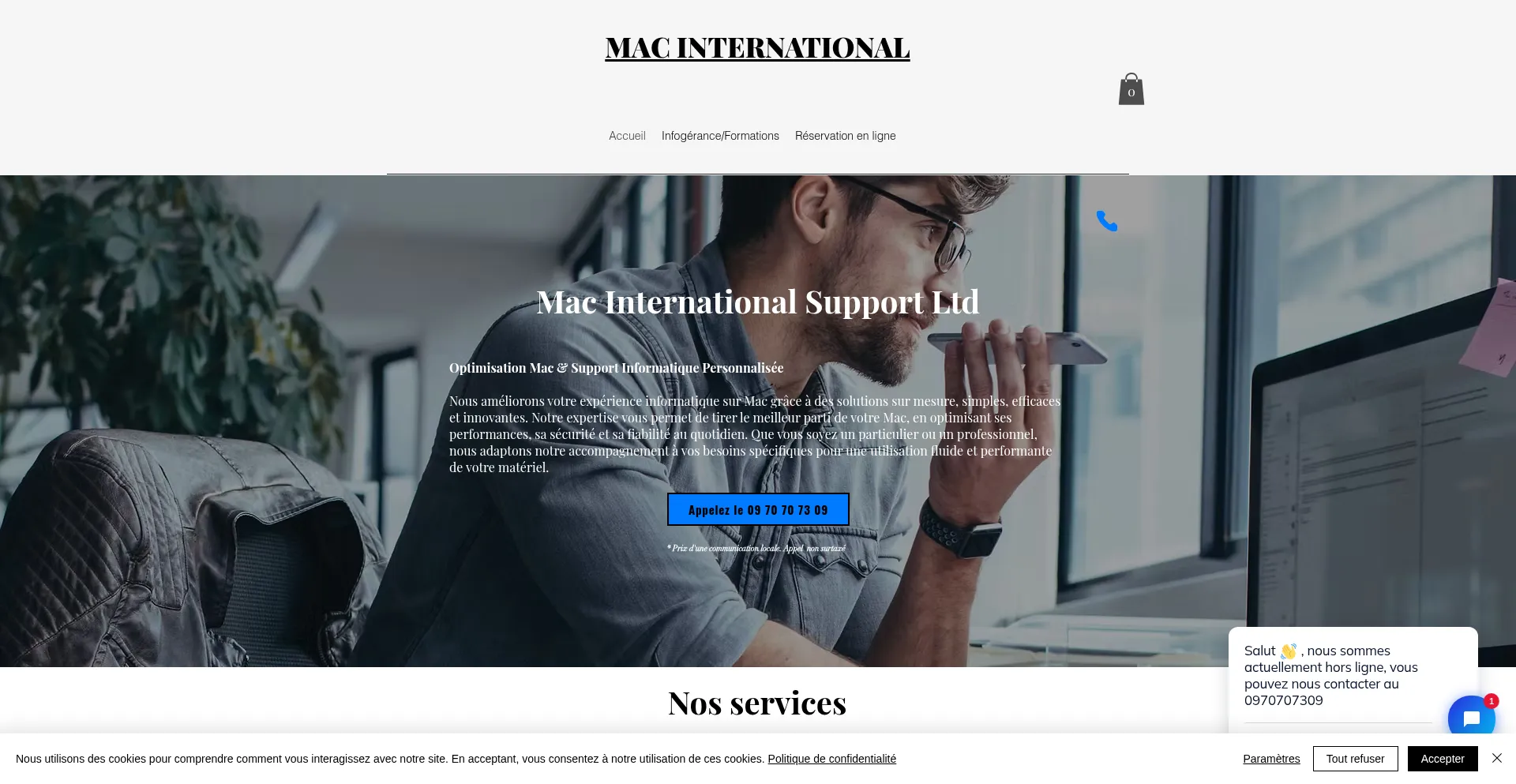 Website screenshot of Mac-international-support.fr