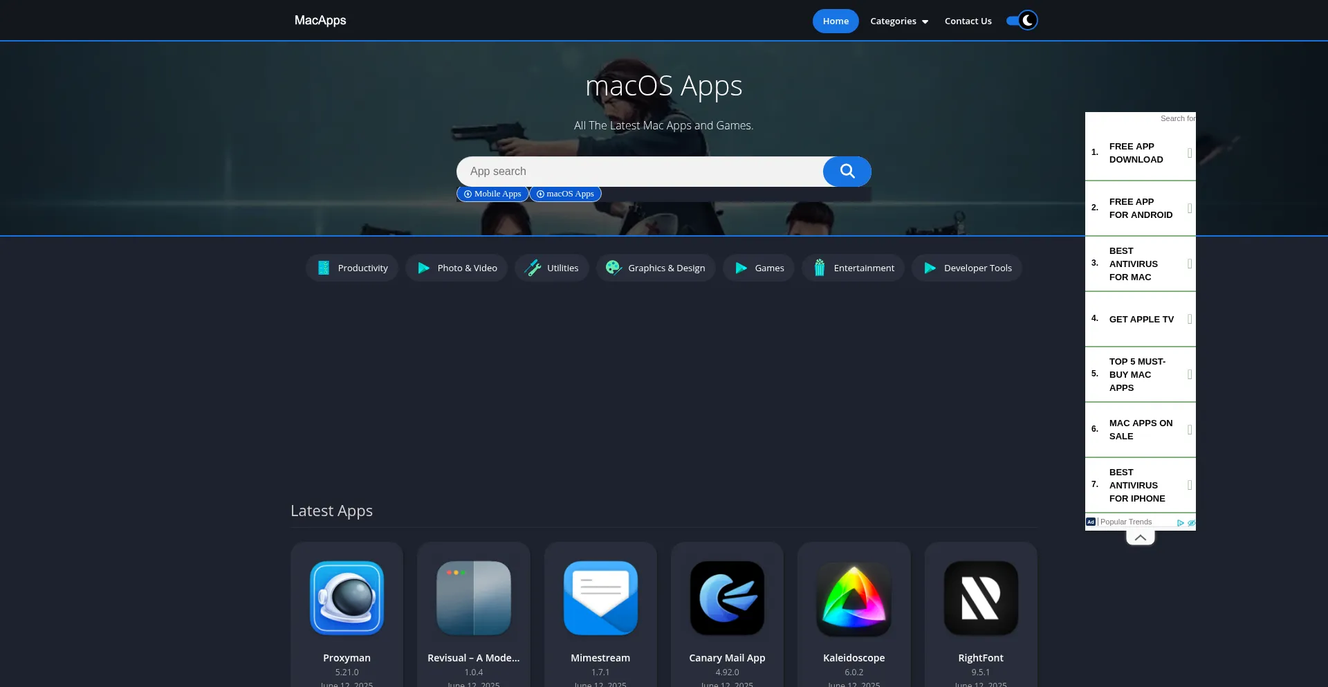 Website screenshot of Macappstre.com