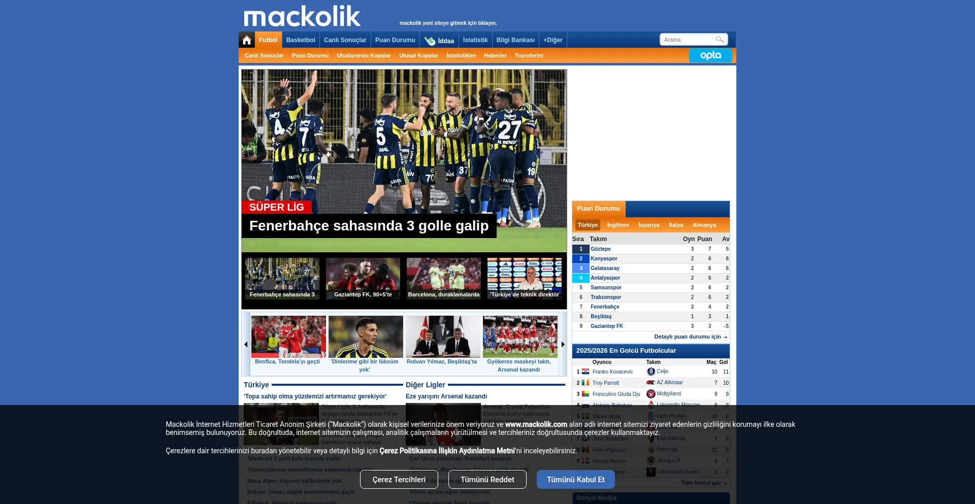Website screenshot of Mackolik.com