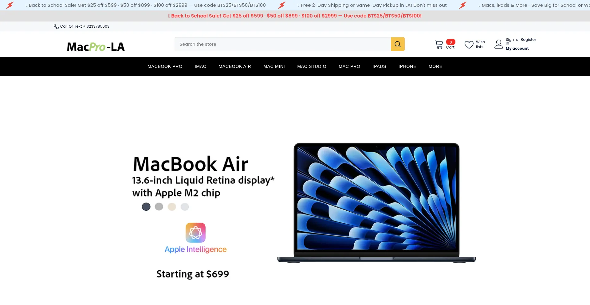 Website screenshot of Macpro-la.com