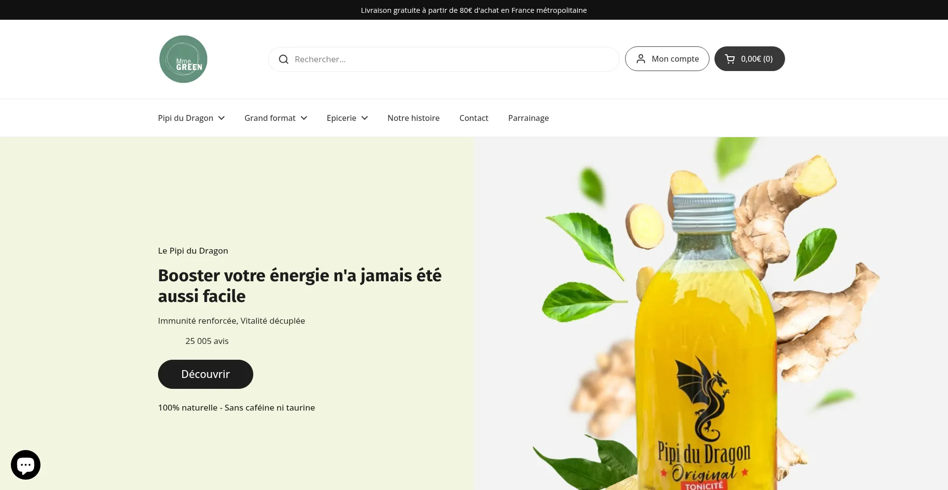 Website screenshot of Madamegreen.com