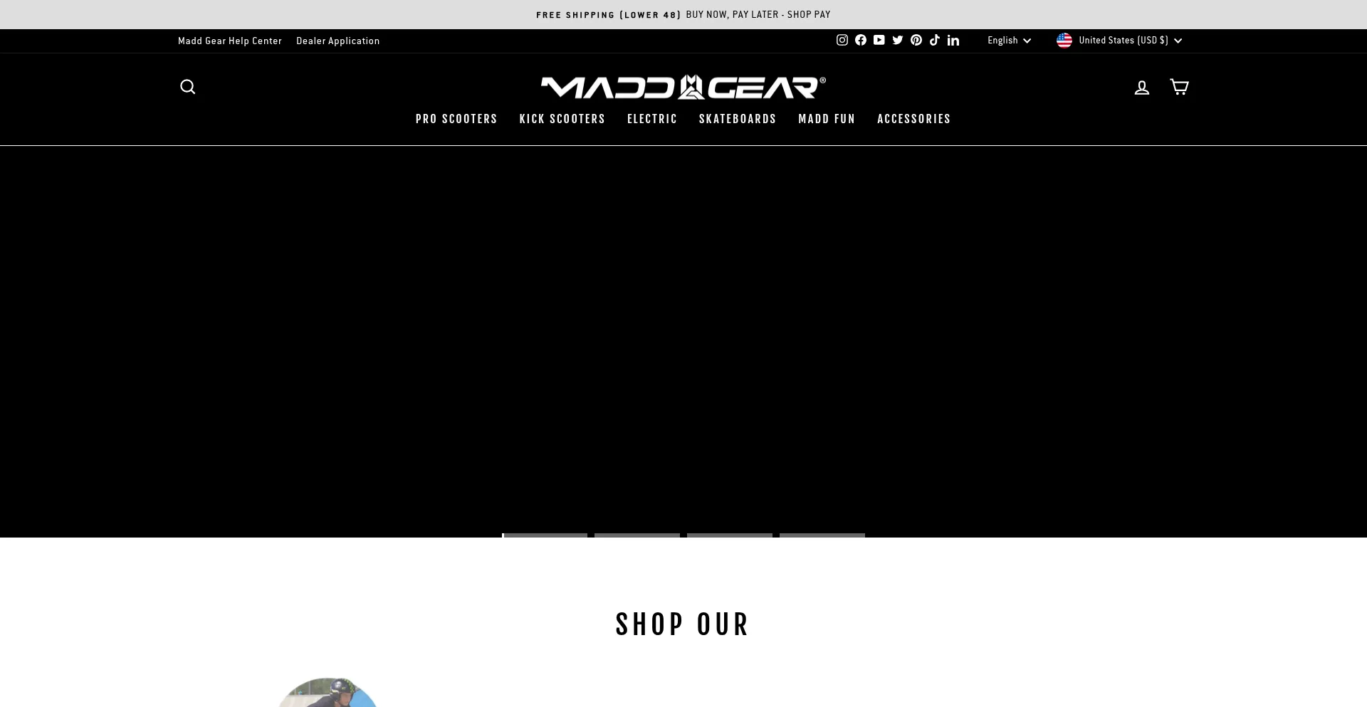 Website screenshot of Maddgear.com