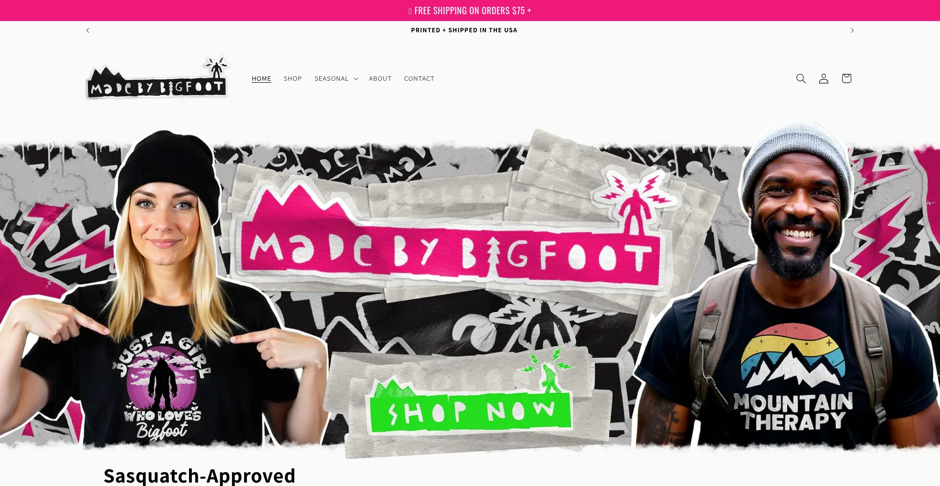 Website screenshot of Madebybigfoot.com