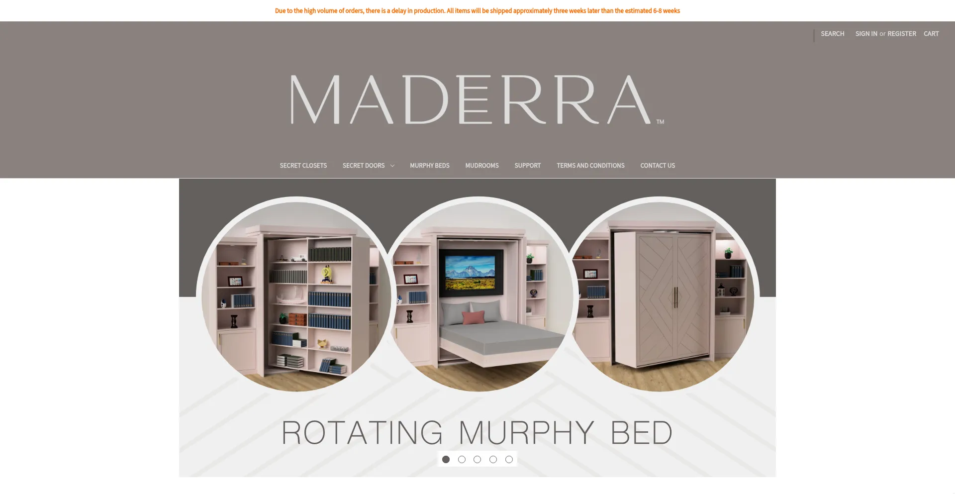 Website screenshot of Maderrashop.com