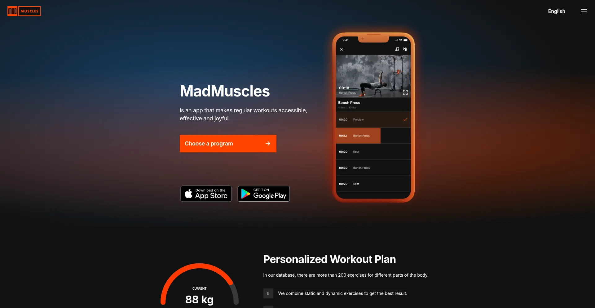 Website screenshot of Madmuscles.com