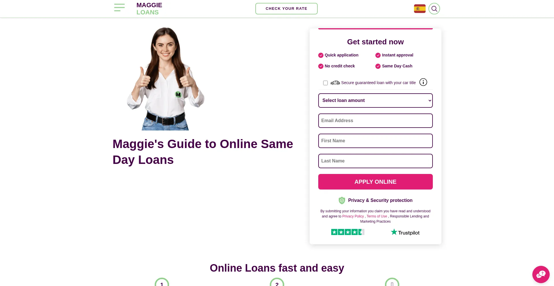 Website screenshot of Maggieloans.com