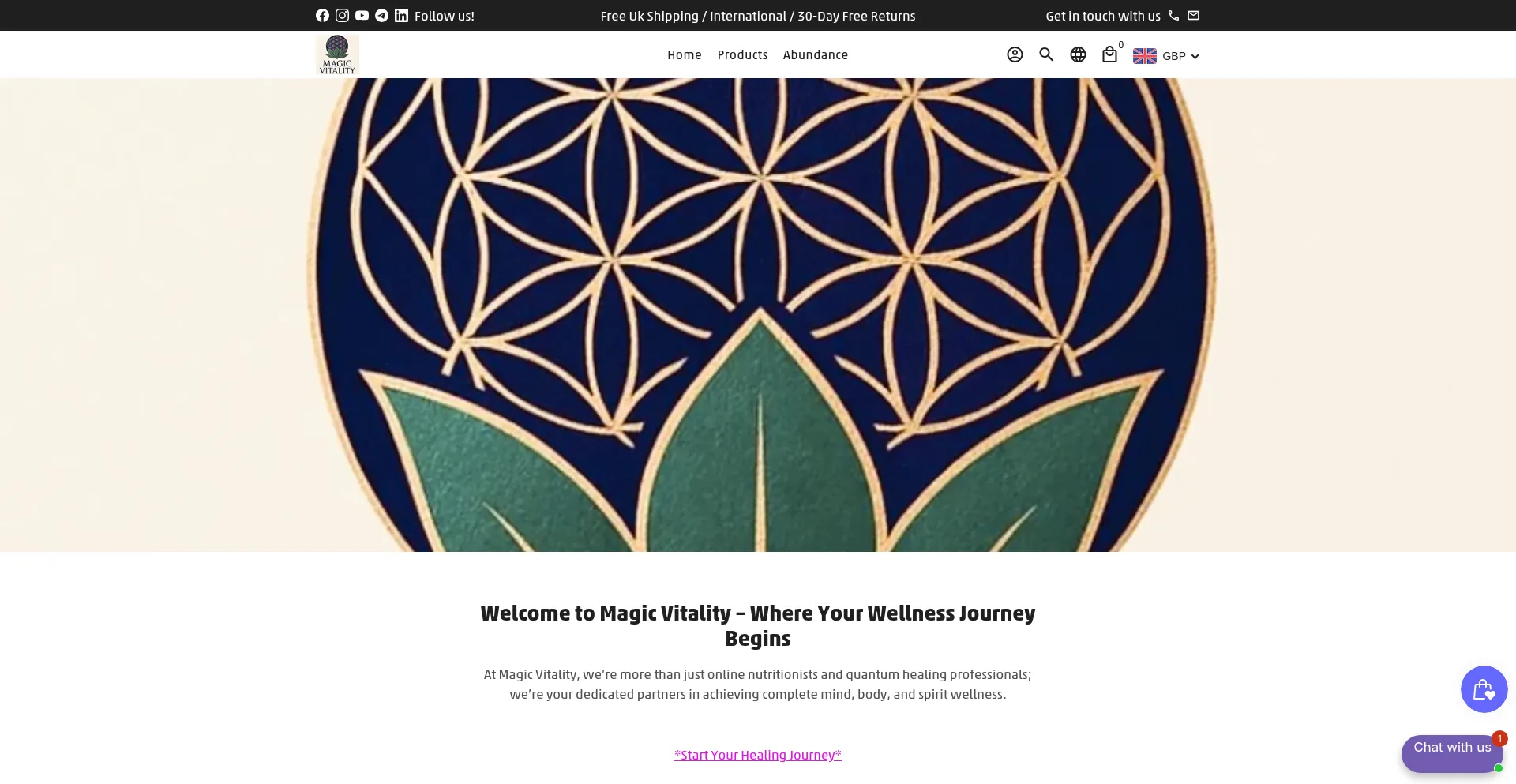 Website screenshot of Magic-vitality.com