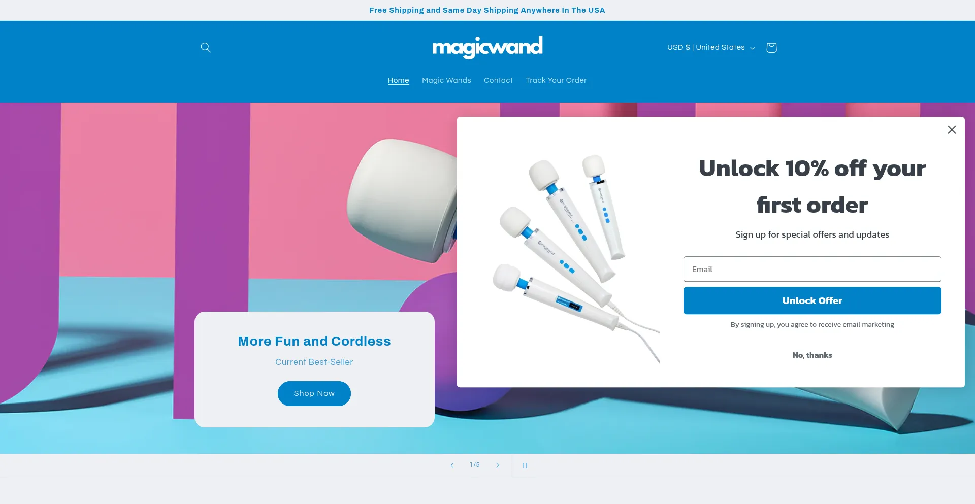 Website screenshot of Magicwandus.com