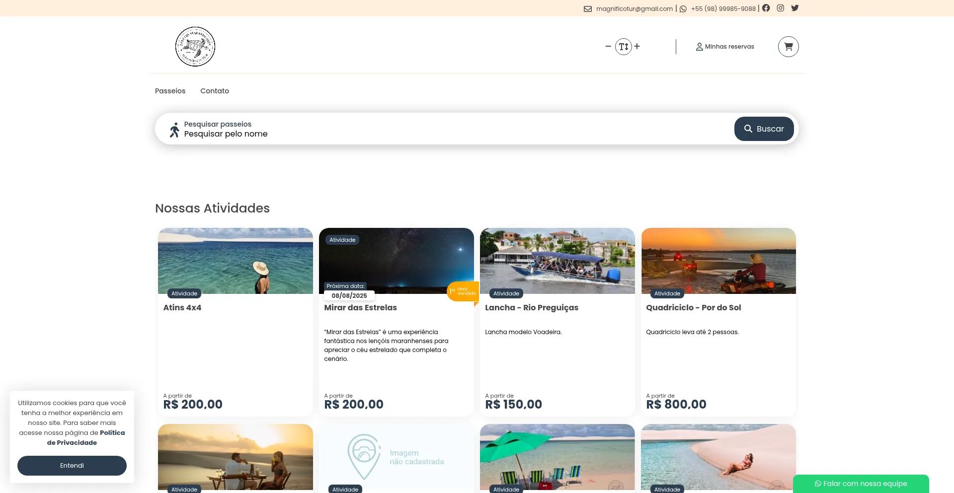 Website screenshot of Magnificoturismo.com.br