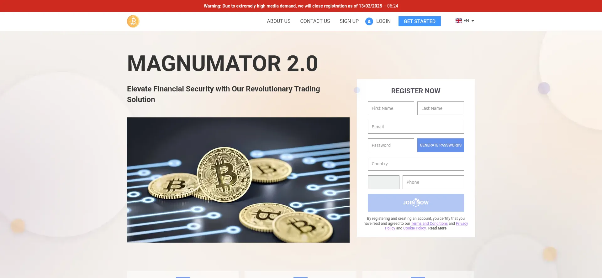 Website screenshot of Magnumator2-com.the-finance-world.com
