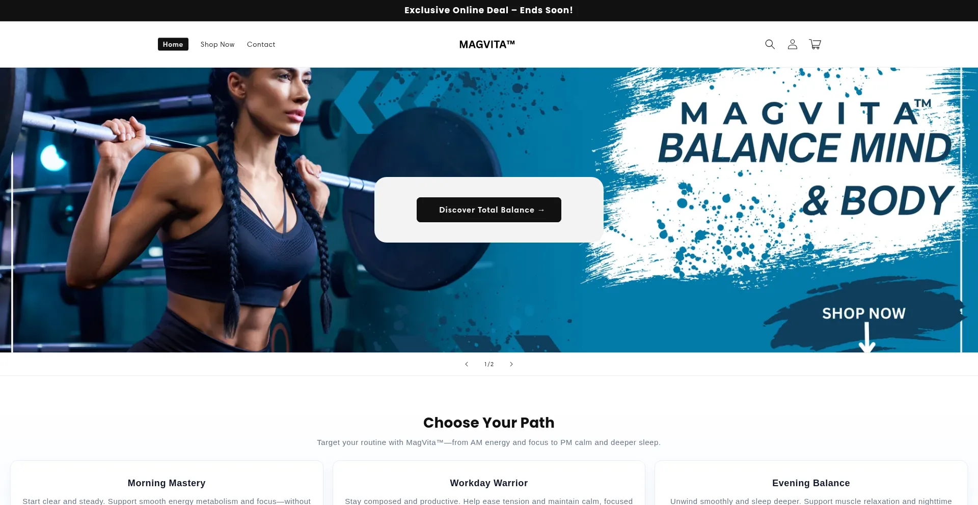 Website screenshot of Magvitashop.com