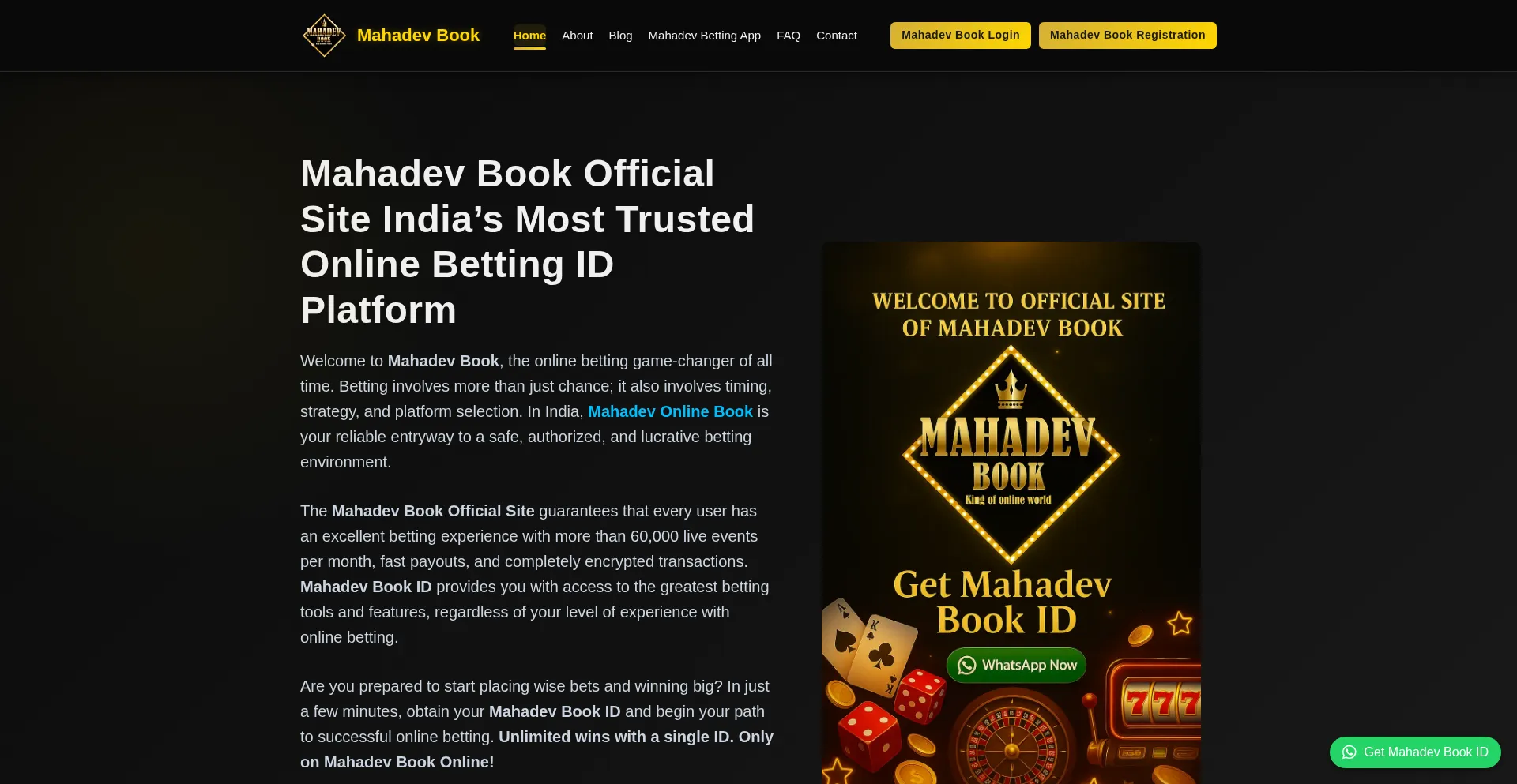 Website screenshot of Mahadeevbook.com