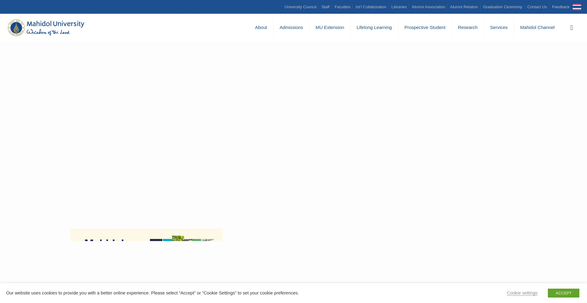Website screenshot of Mahidol.ac.th