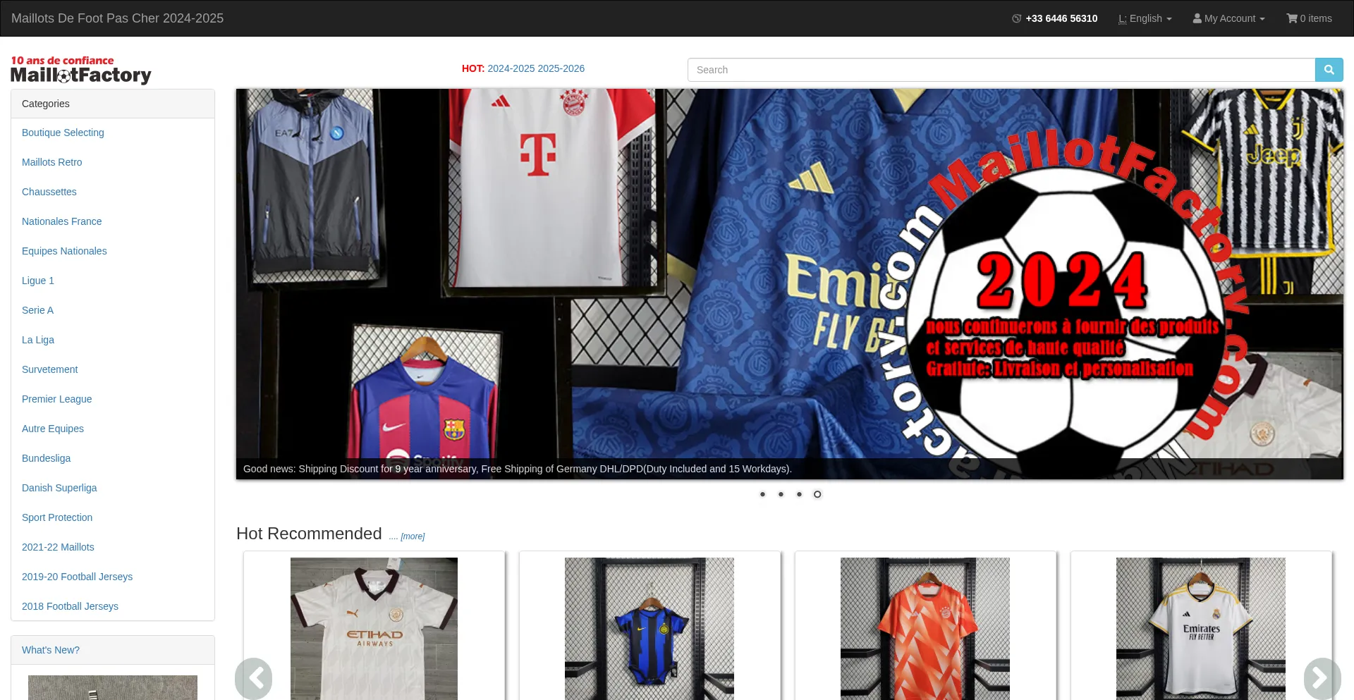 Website screenshot of Maillotfactory.com