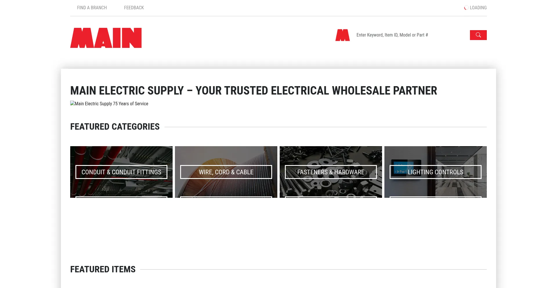 Website screenshot of Mainelectricsupply.com