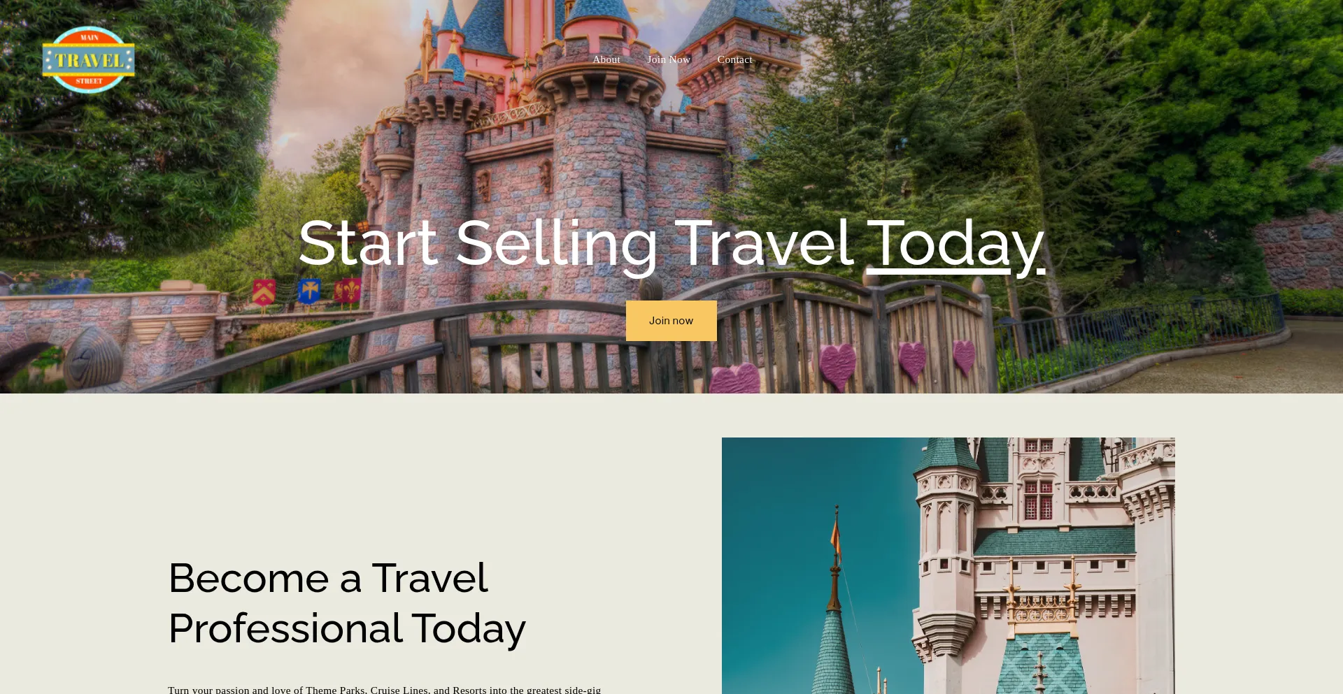 Website screenshot of Mainstreetagencytravel.com