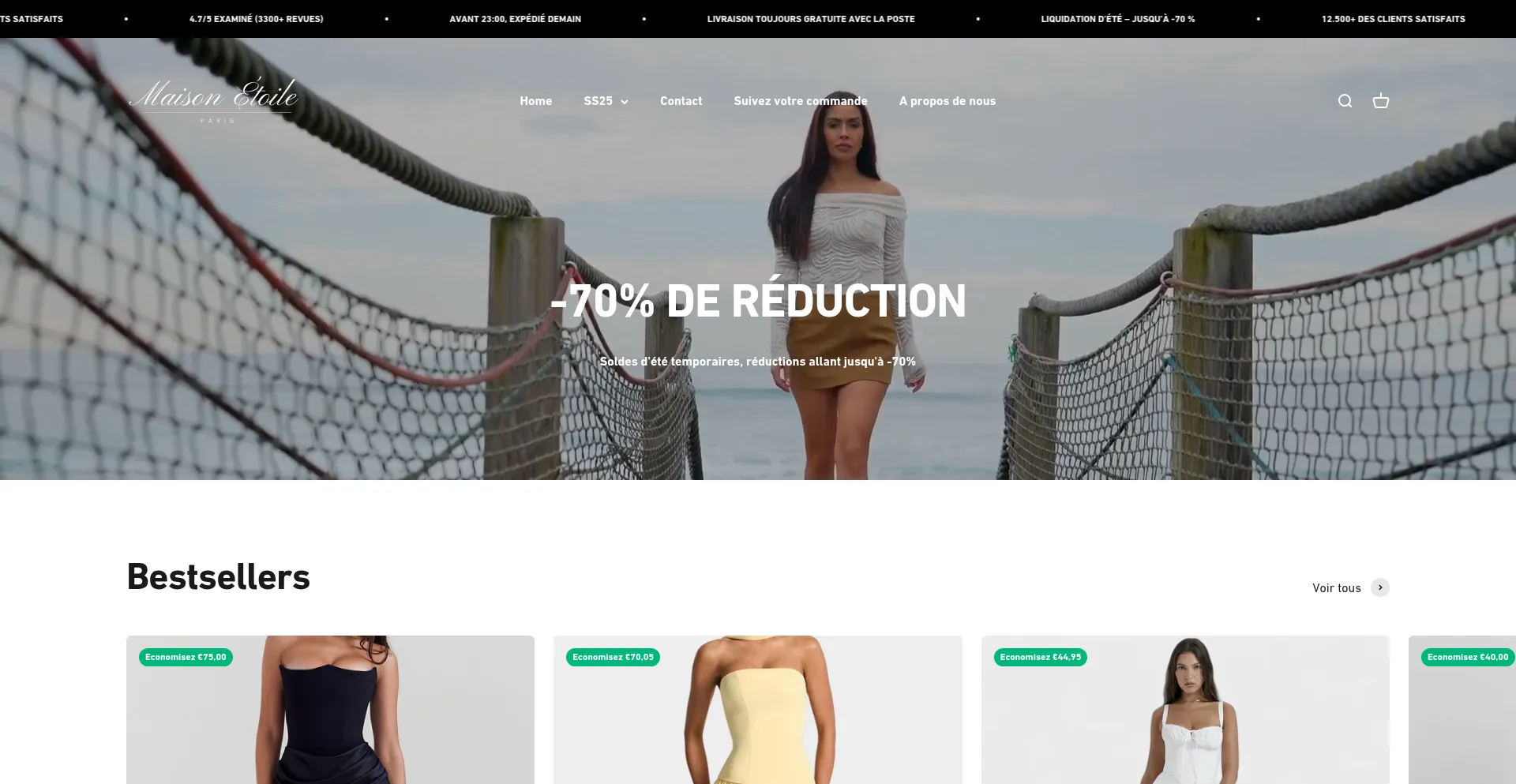 Website screenshot of Maisonetoileparis.fr