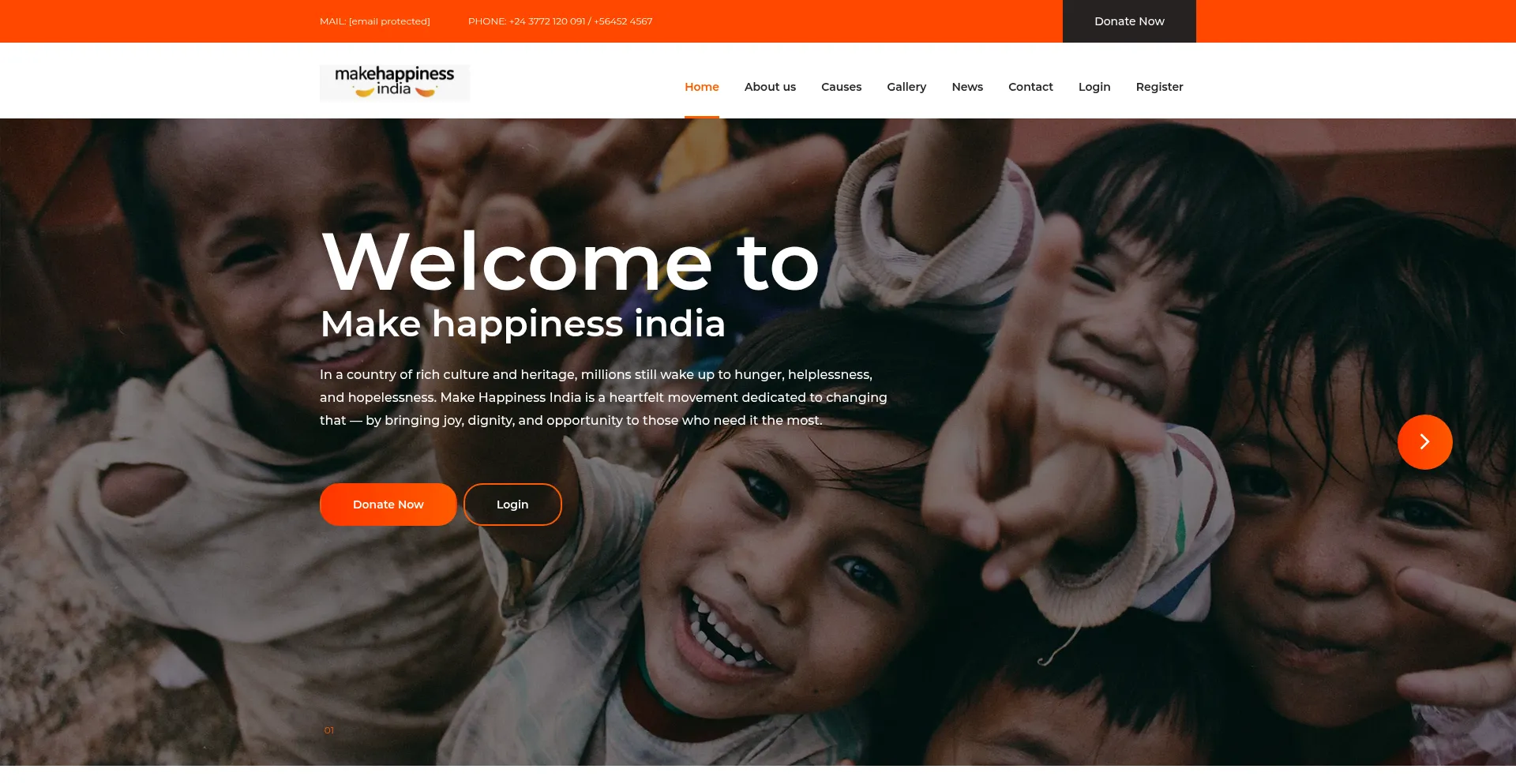 Website screenshot of Makehappinessindia.com