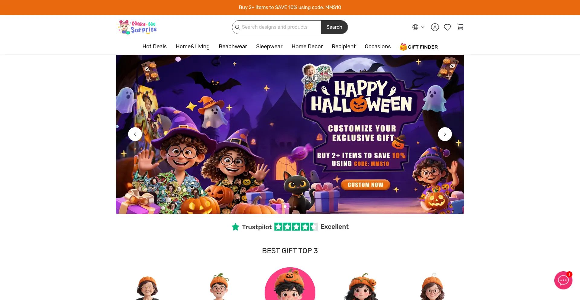 Website screenshot of Makemesurprise.com