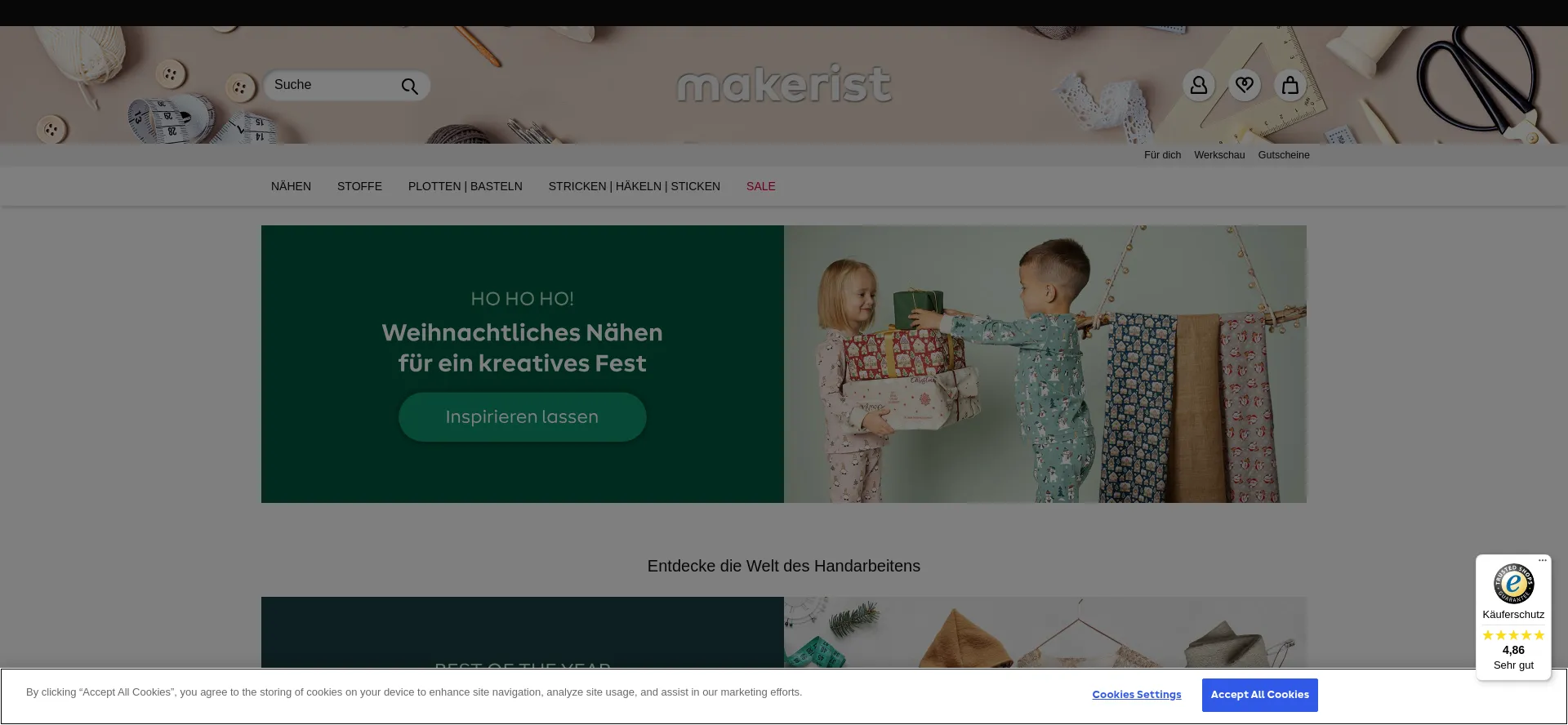 Website screenshot of Makerist.de