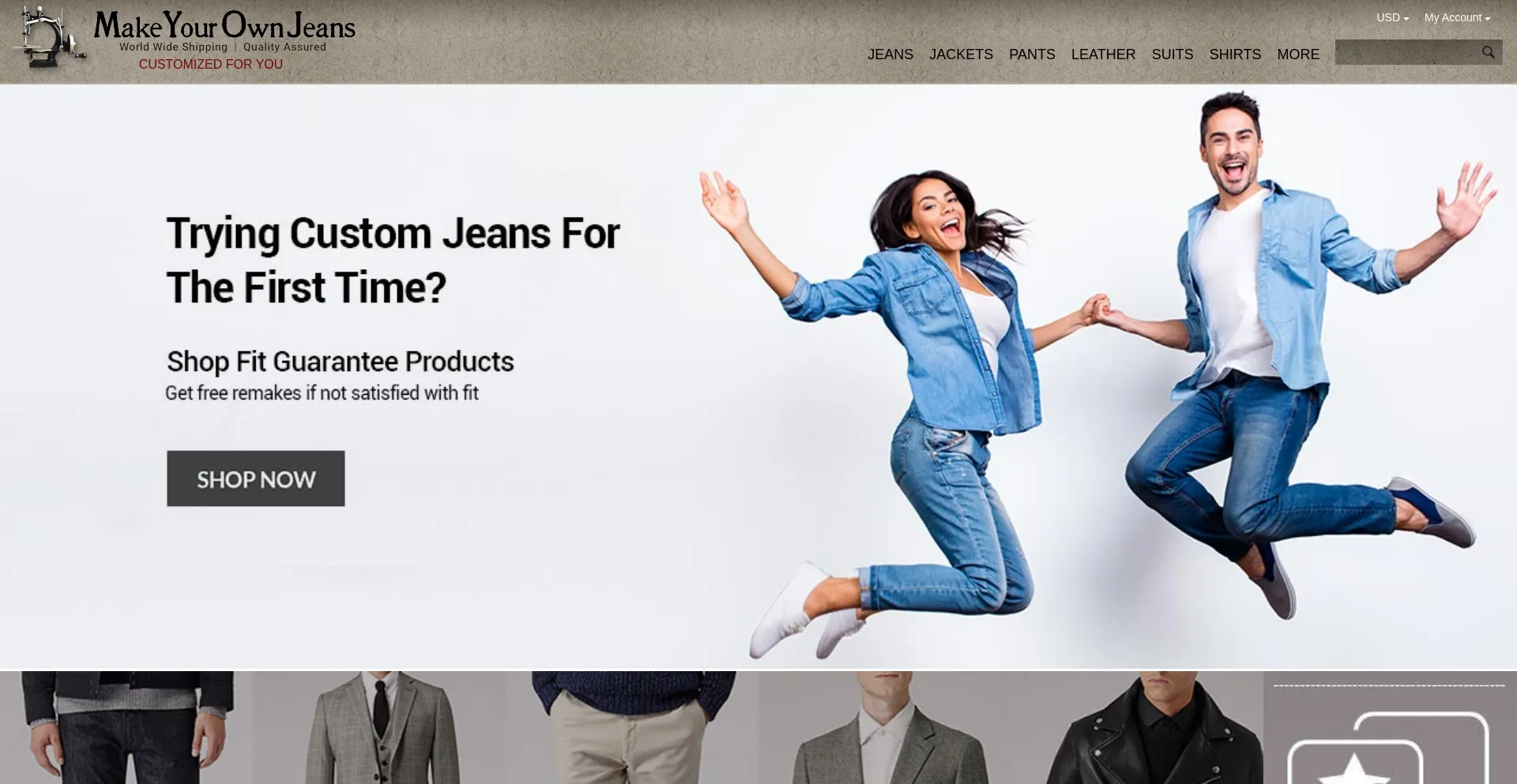 Website screenshot of Makeyourownjeans.com