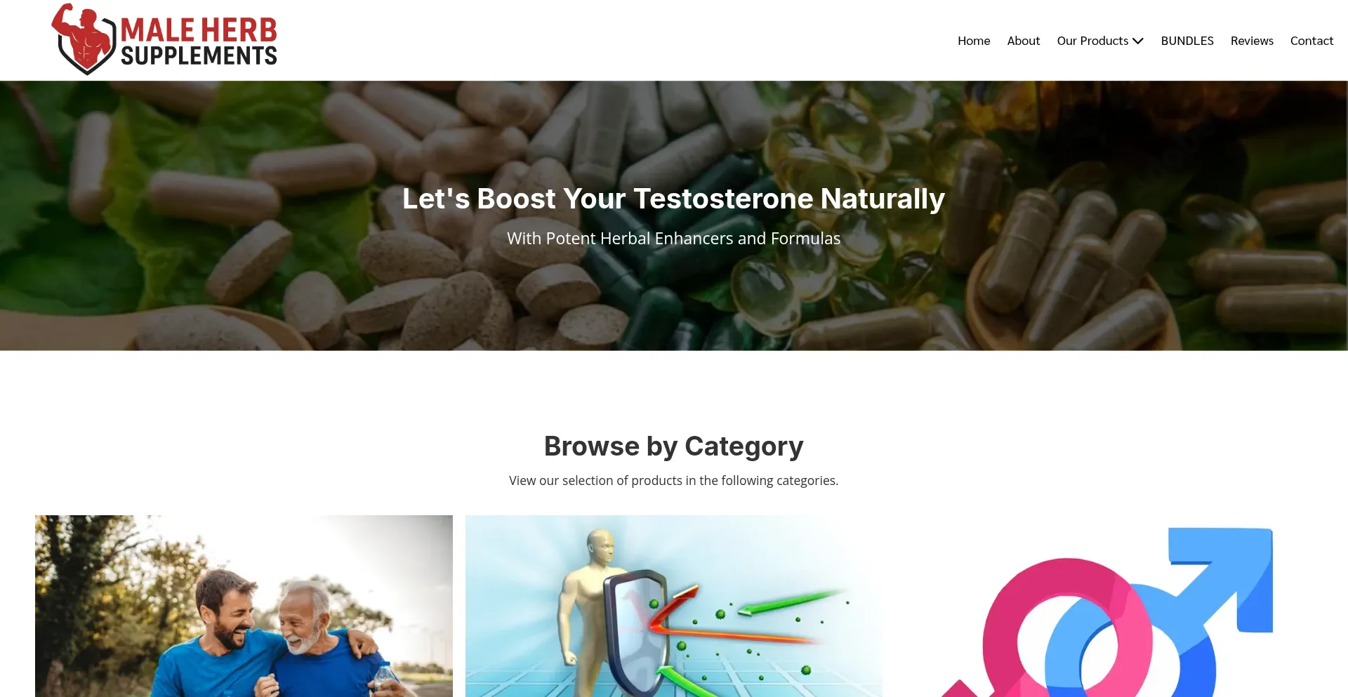 Website screenshot of Maleherbsupplements.com