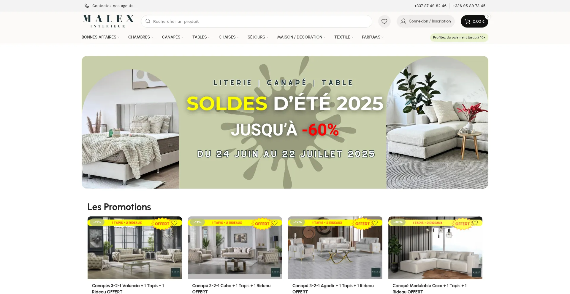 Website screenshot of Malexinterieur.com