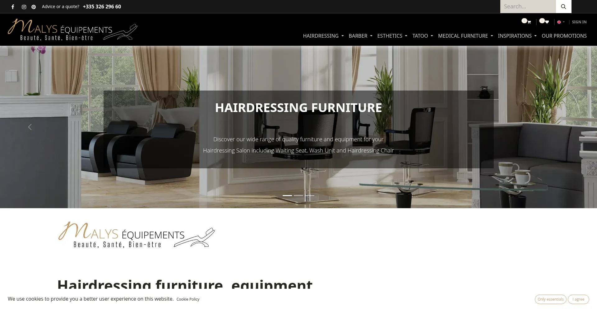 Website screenshot of Malys-equipements.com