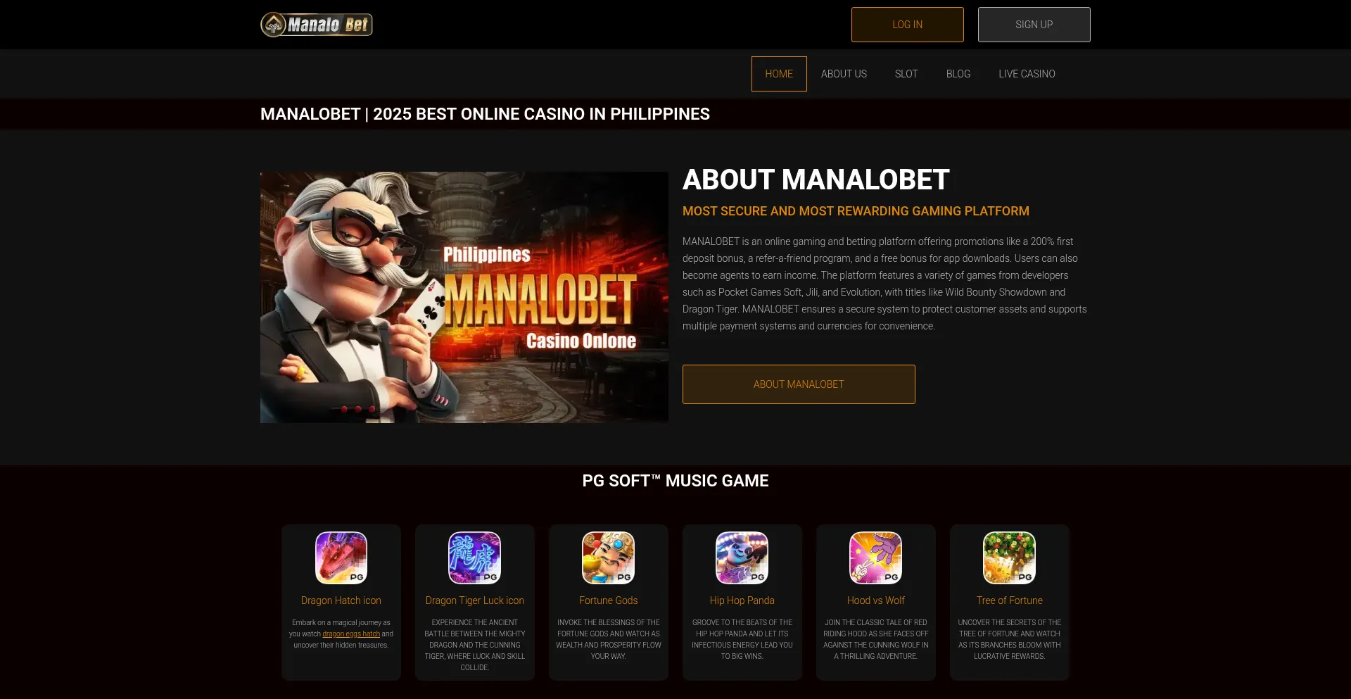 Website screenshot of Manalobet.com.ph