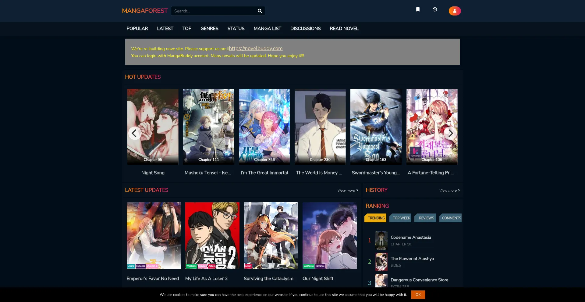 Website screenshot of Mangaforest.me
