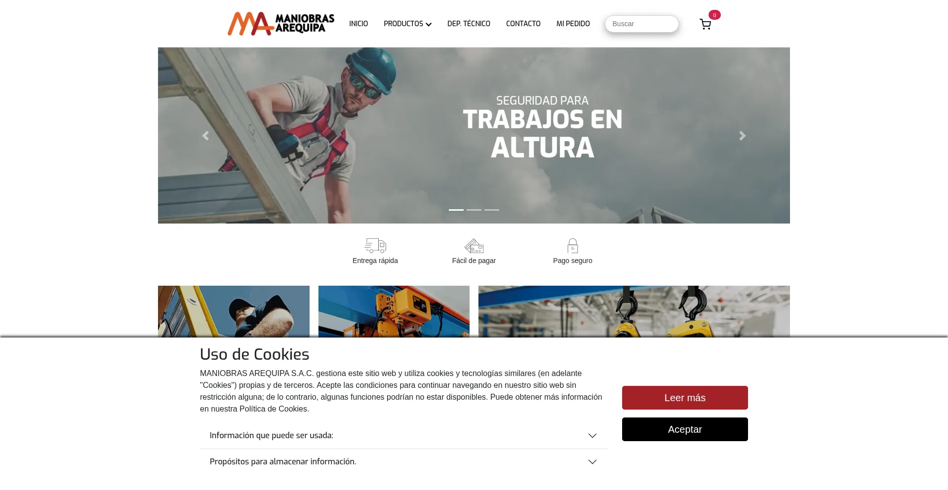 Website screenshot of Maniobrasarequipa.com