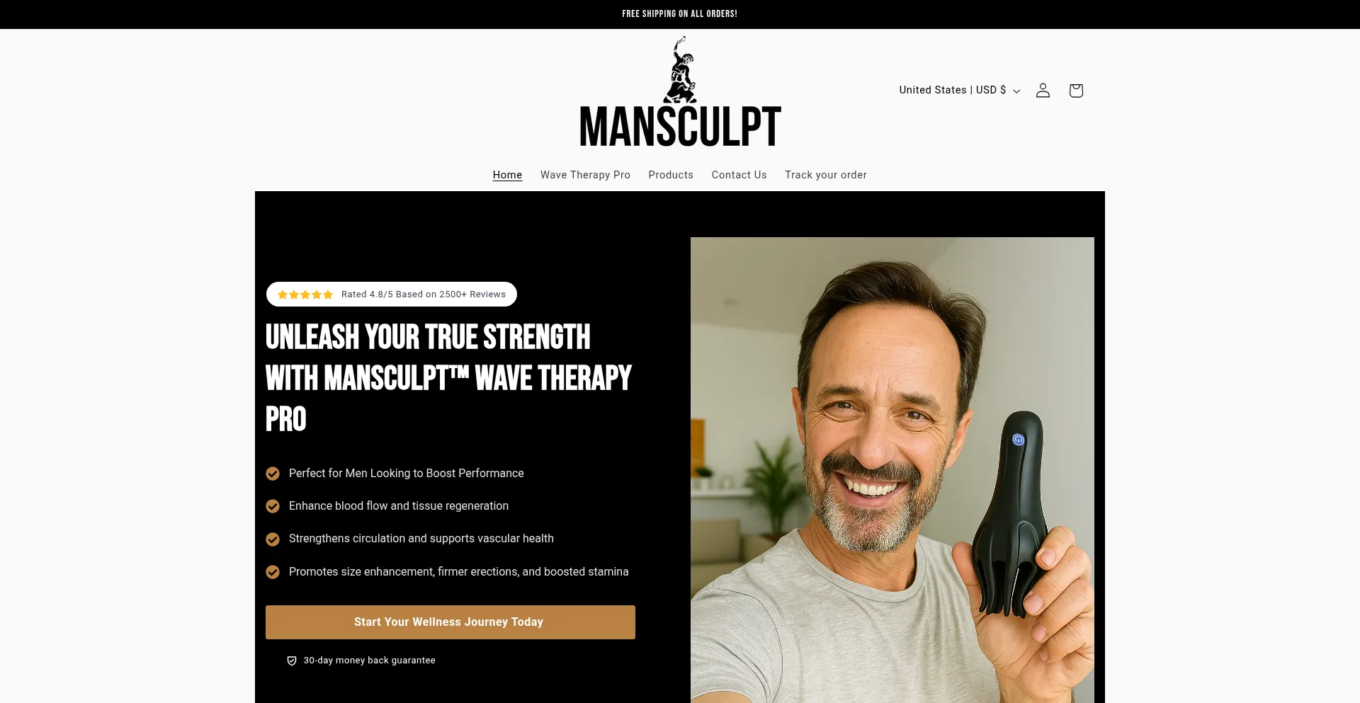 Website screenshot of Mansculpt.us