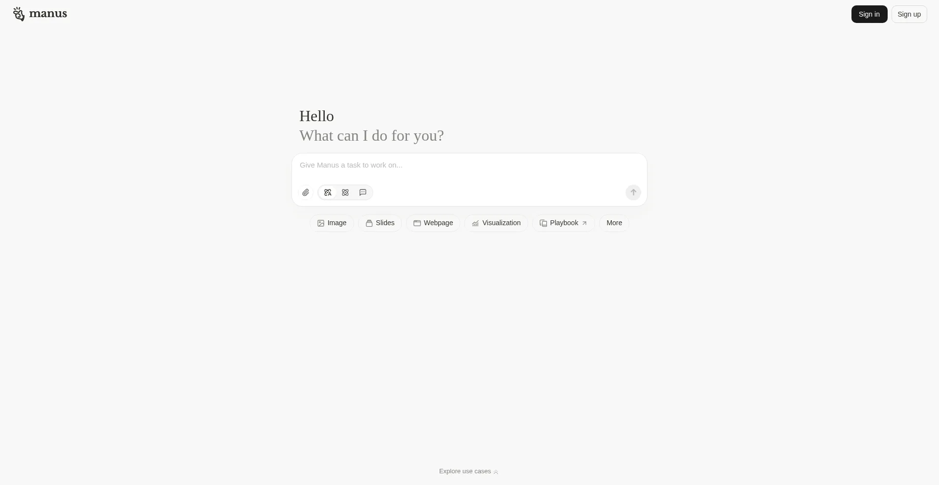 Website screenshot of Manus.im