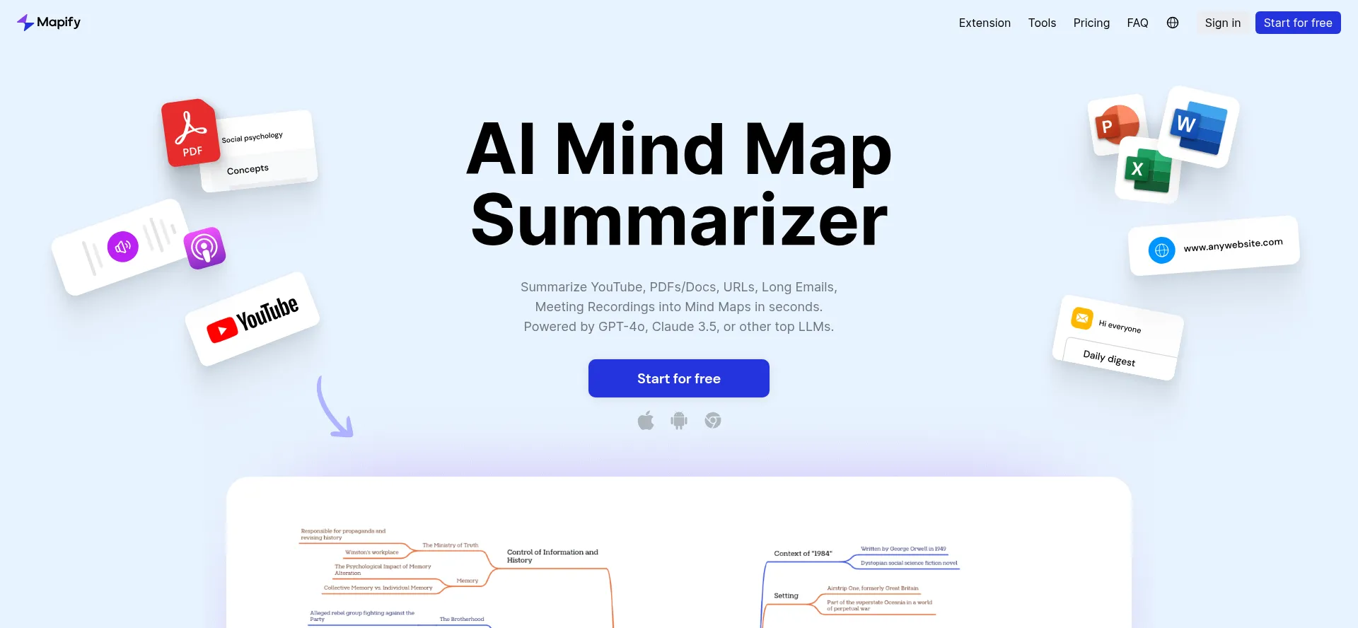 Website screenshot of Mapify.so
