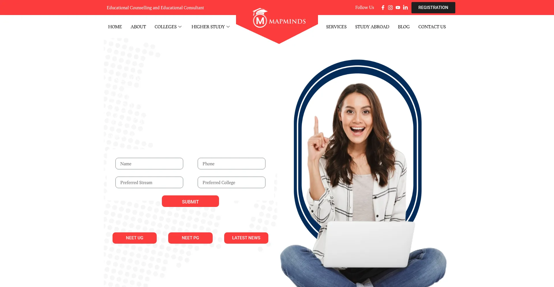 Website screenshot of Mapminds.in