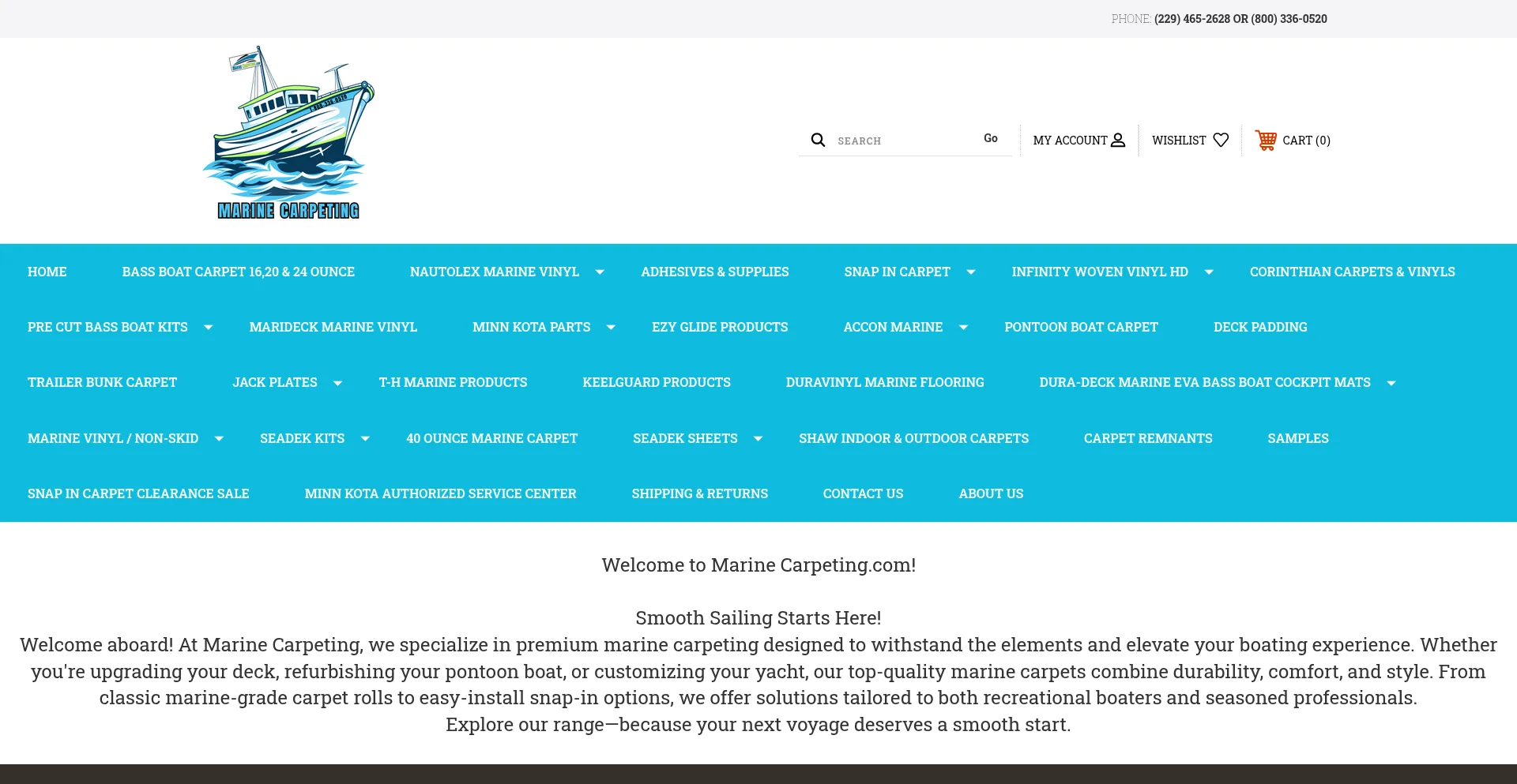 Website screenshot of Marinecarpeting.com