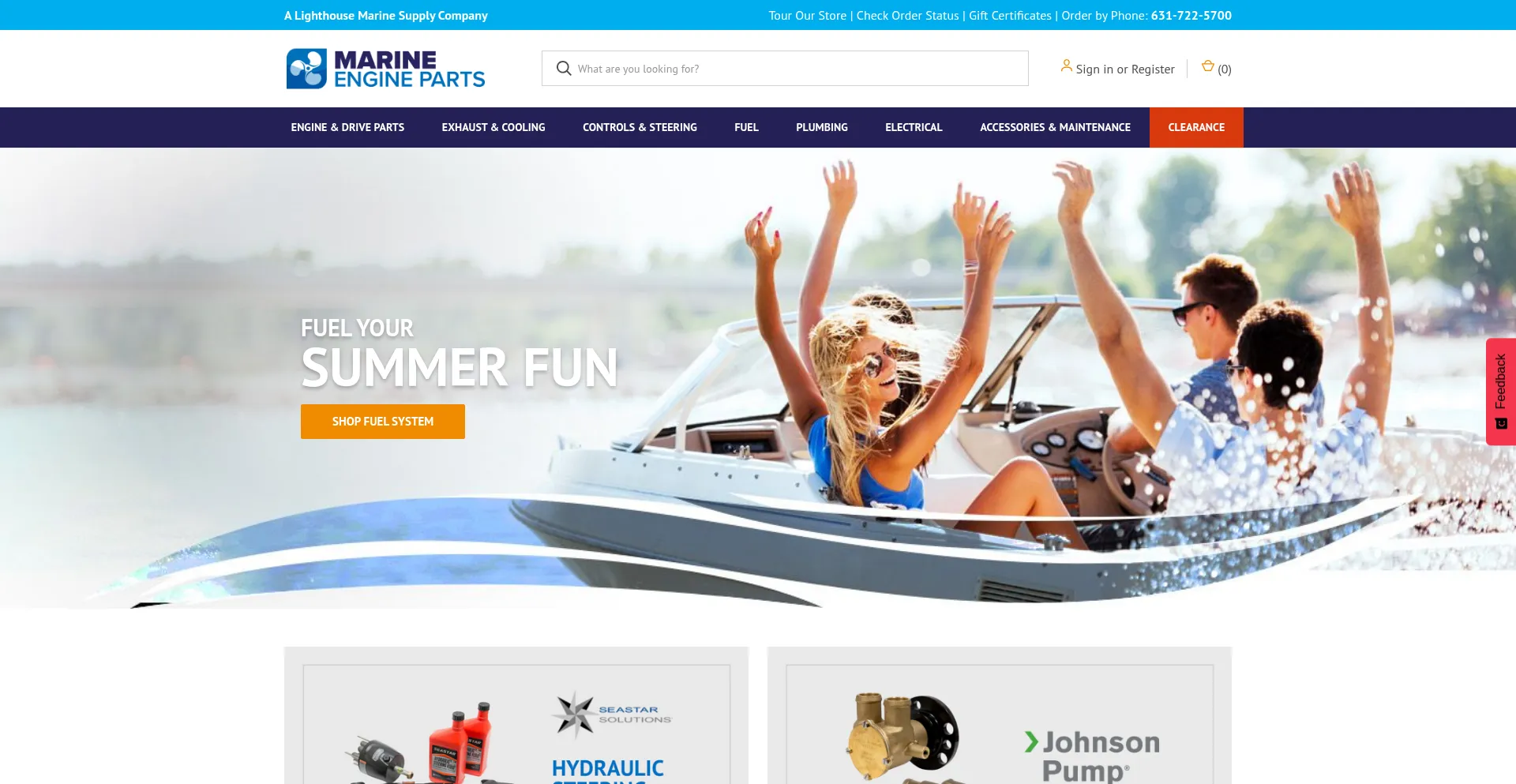 Website screenshot of Marineengineparts.com