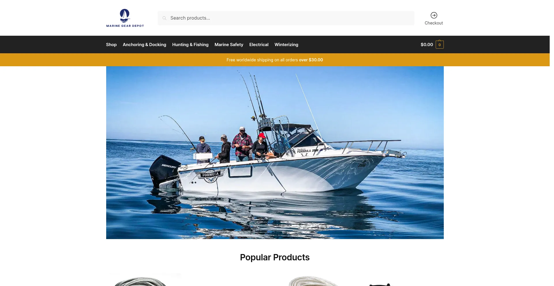 Website screenshot of Marinegeardepot.com