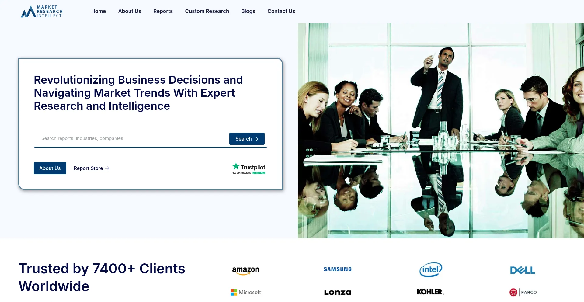 Website screenshot of Marketresearchintellect.com