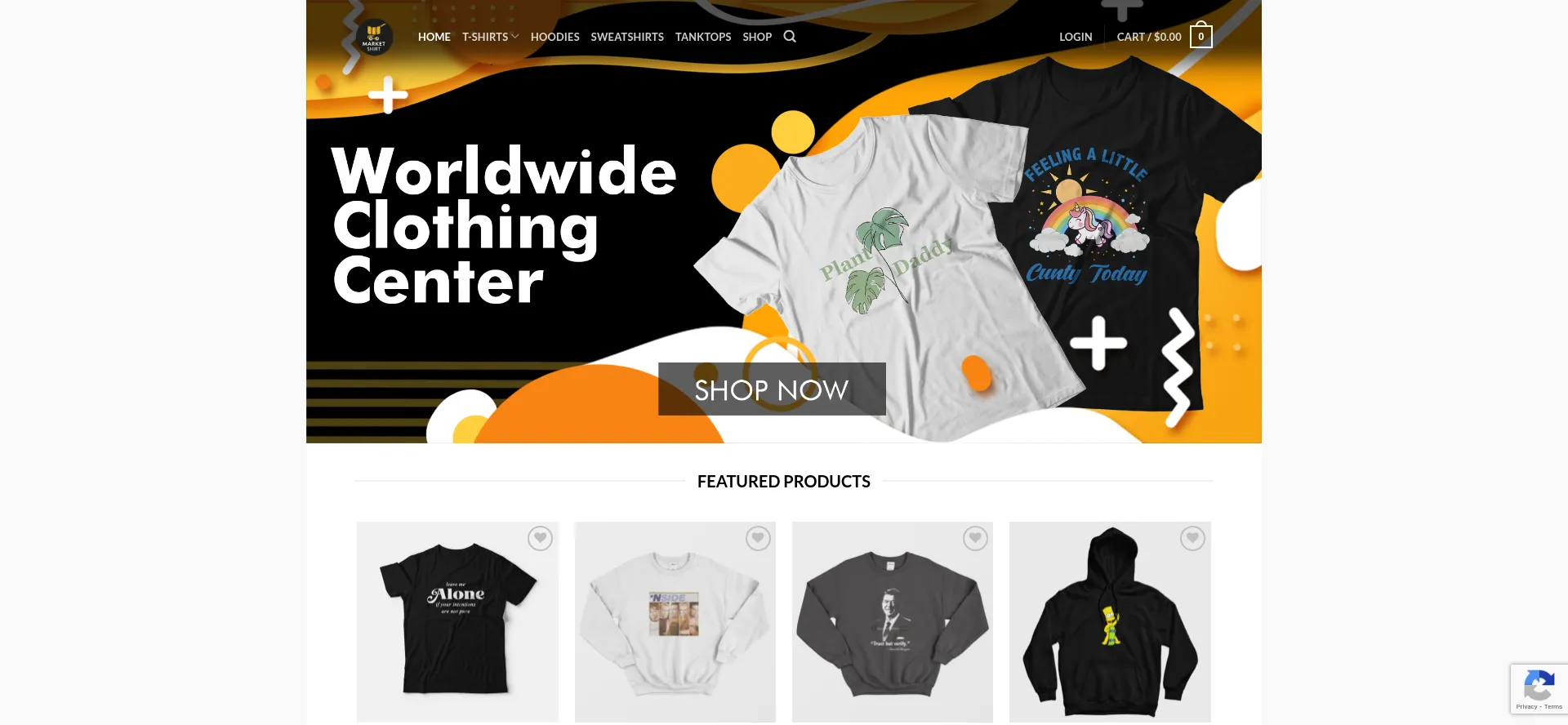 Website screenshot of Marketshirt.com