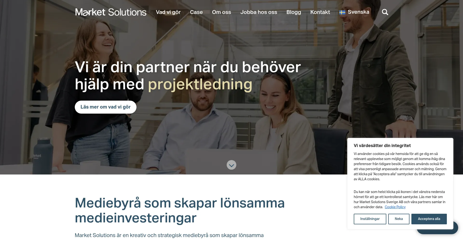 Website screenshot of Marketsolutions.se