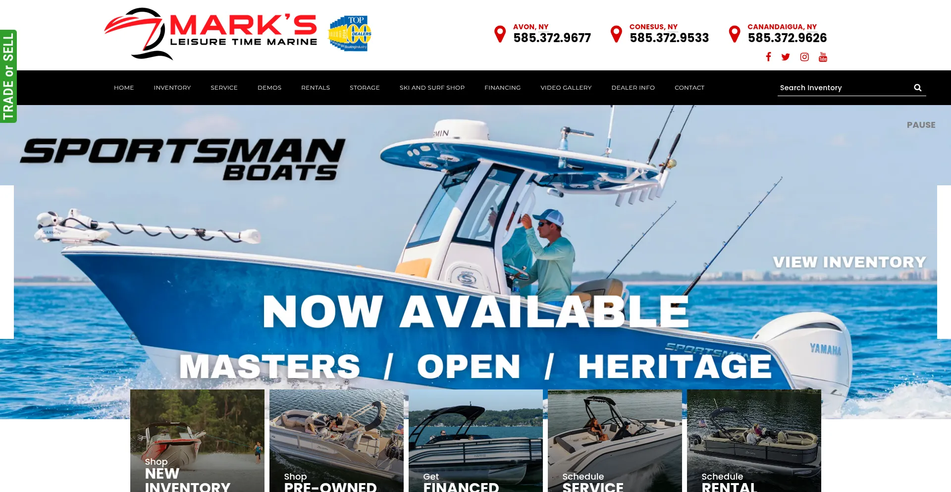 Website screenshot of Marksleisuretimemarine.com
