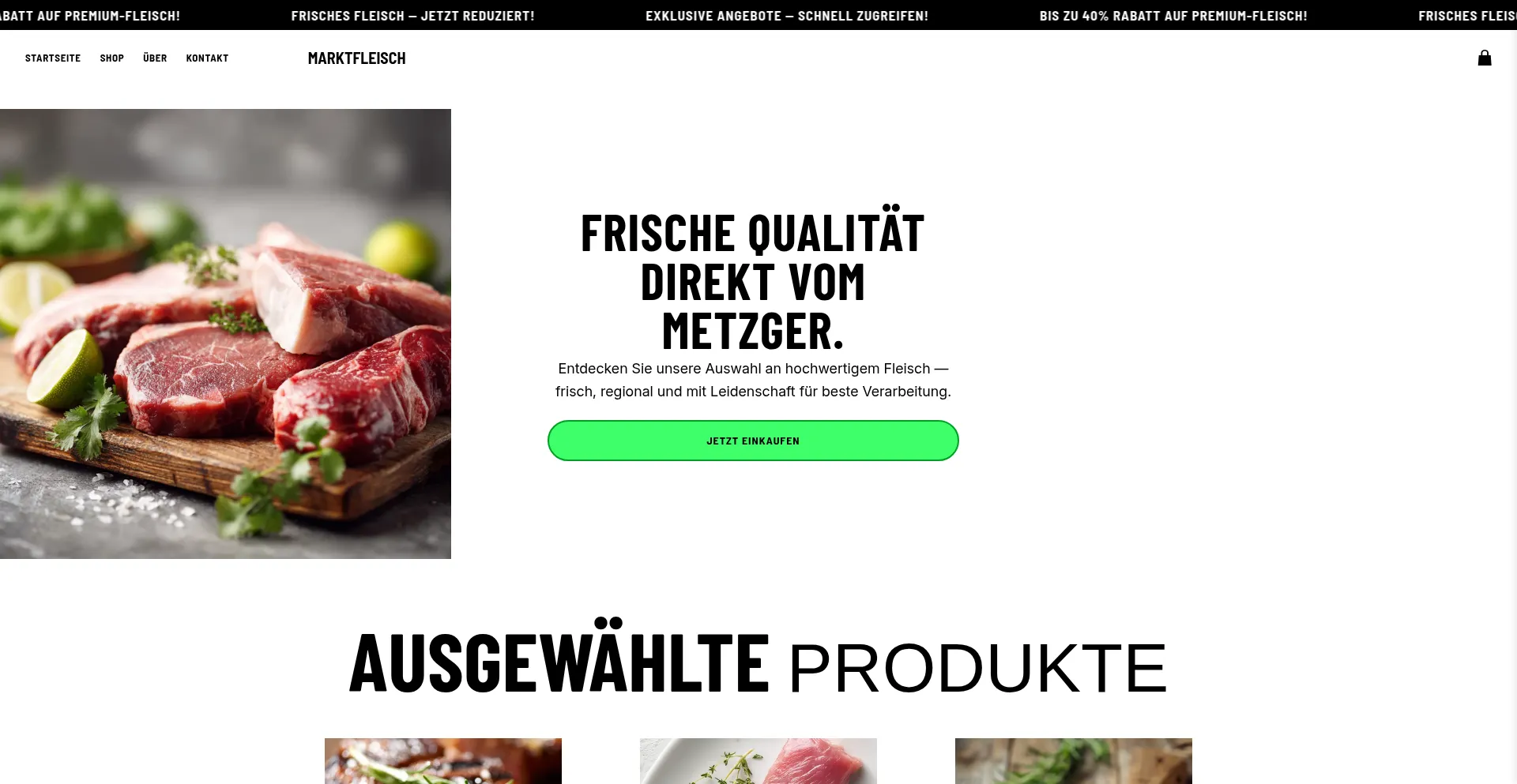 Website screenshot of Marktfleisch.com
