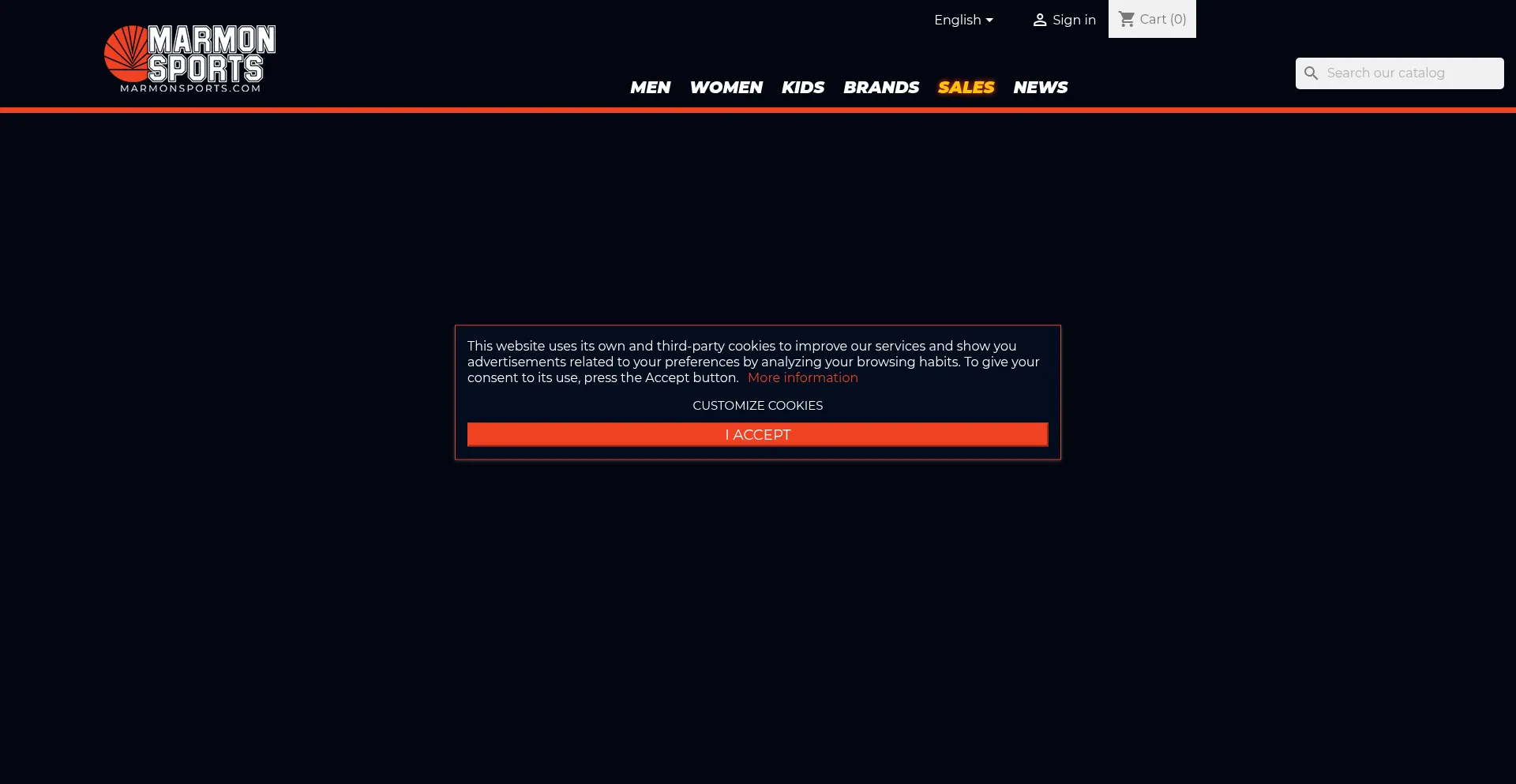 Website screenshot of Marmonsports.com