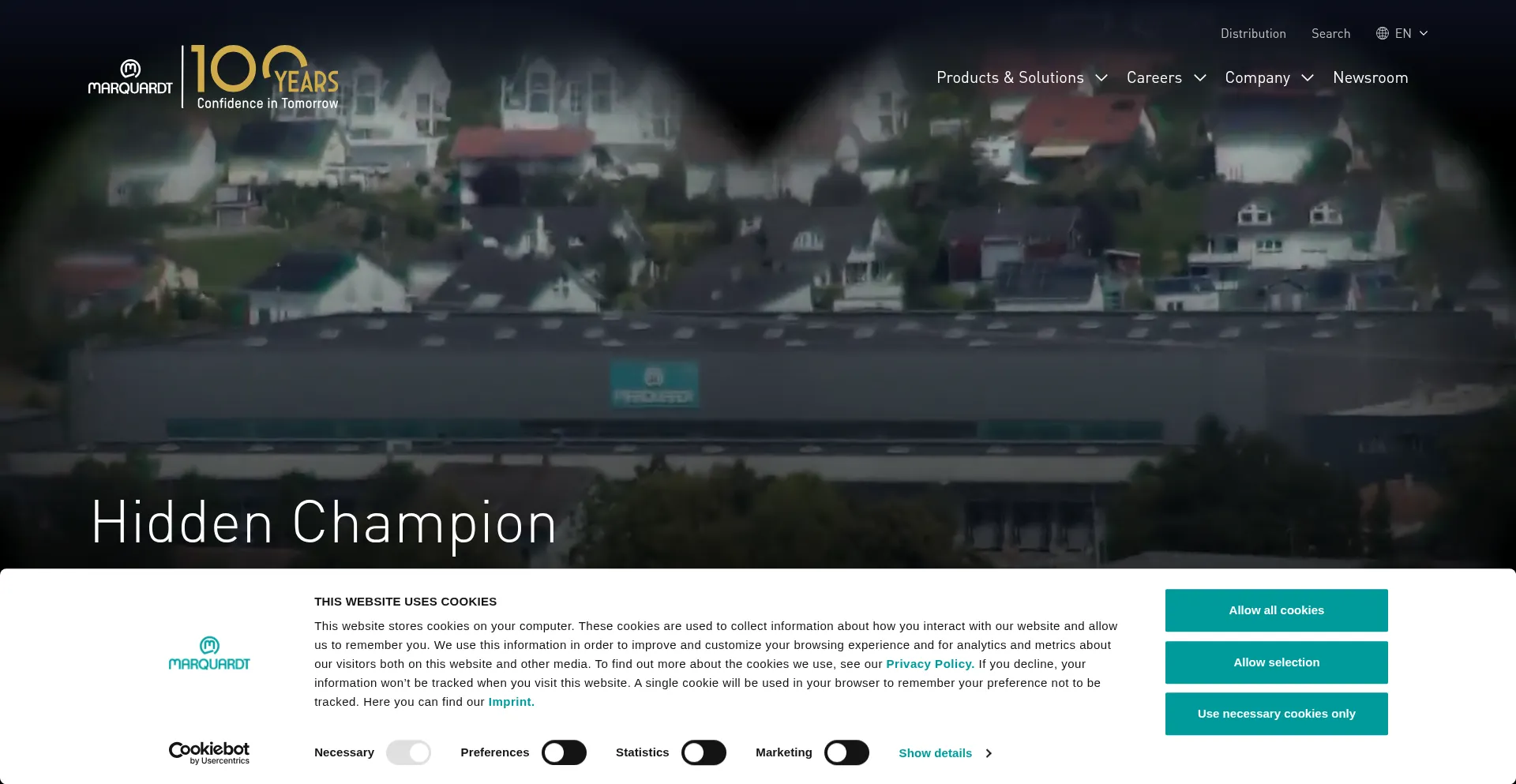 Website screenshot of Marquardt.com