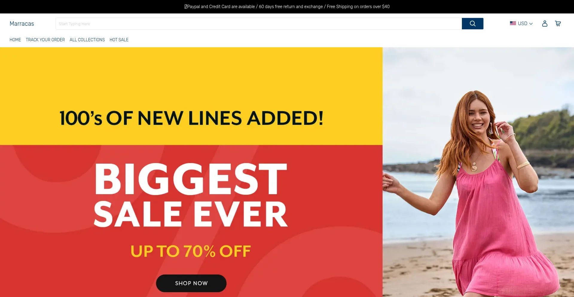 Website screenshot of Marracas.com