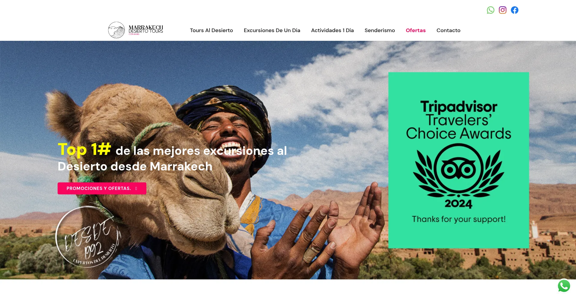 Website screenshot of Marrakech-desierto-tours.com